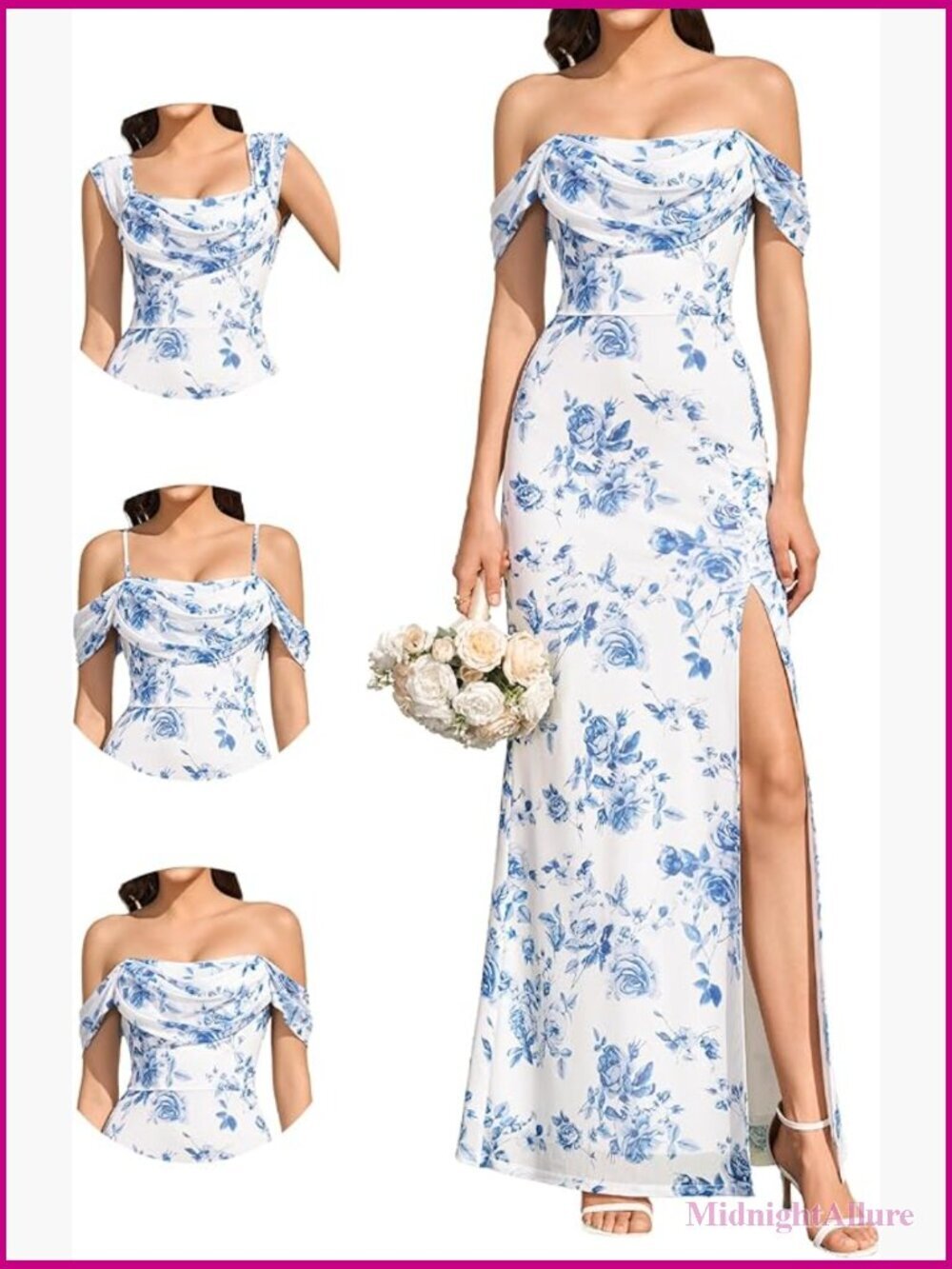 Off Shoulder Bodycon Maxi Dress with Side Slit Wedding Guest